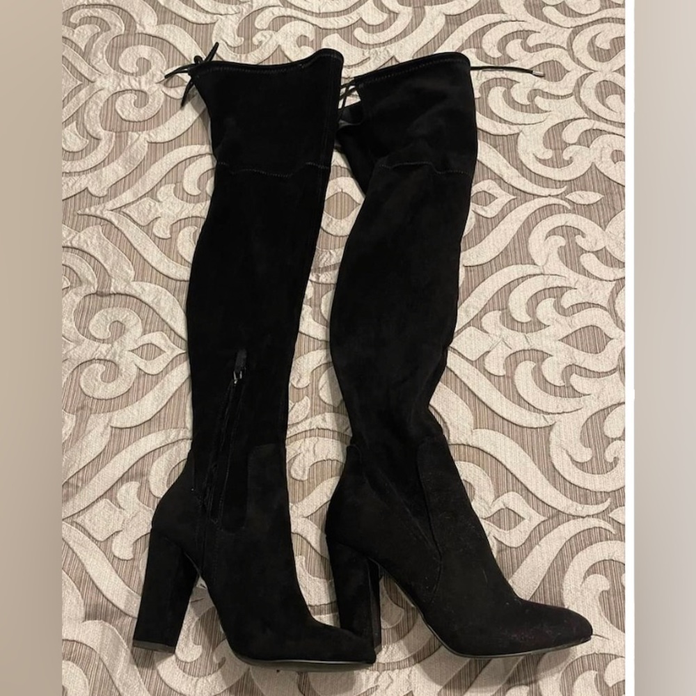 Katy Black Suede Over-The-Knee Boots